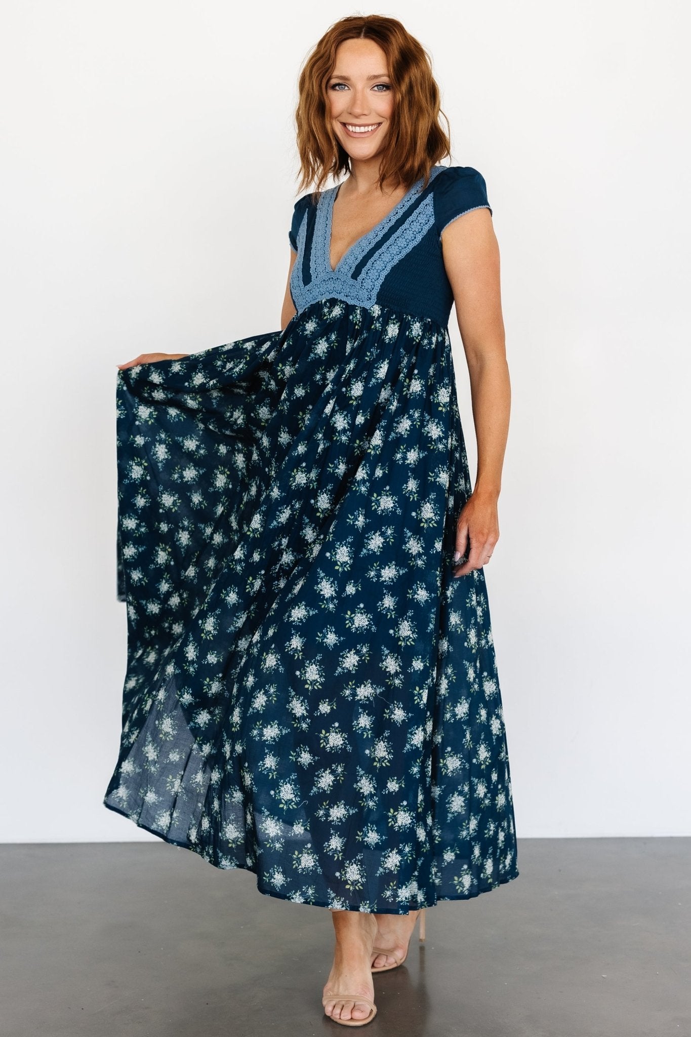 Lucille Maxi Dress | Dark Blue Floral - Baltic Born