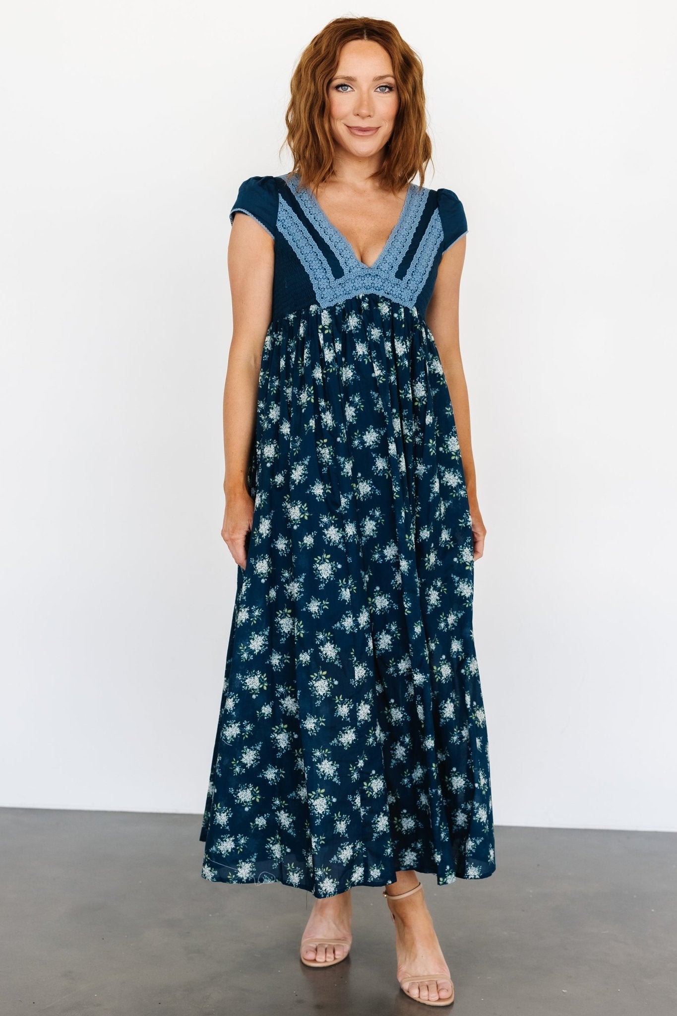 Lucille Maxi Dress | Dark Blue Floral - Baltic Born