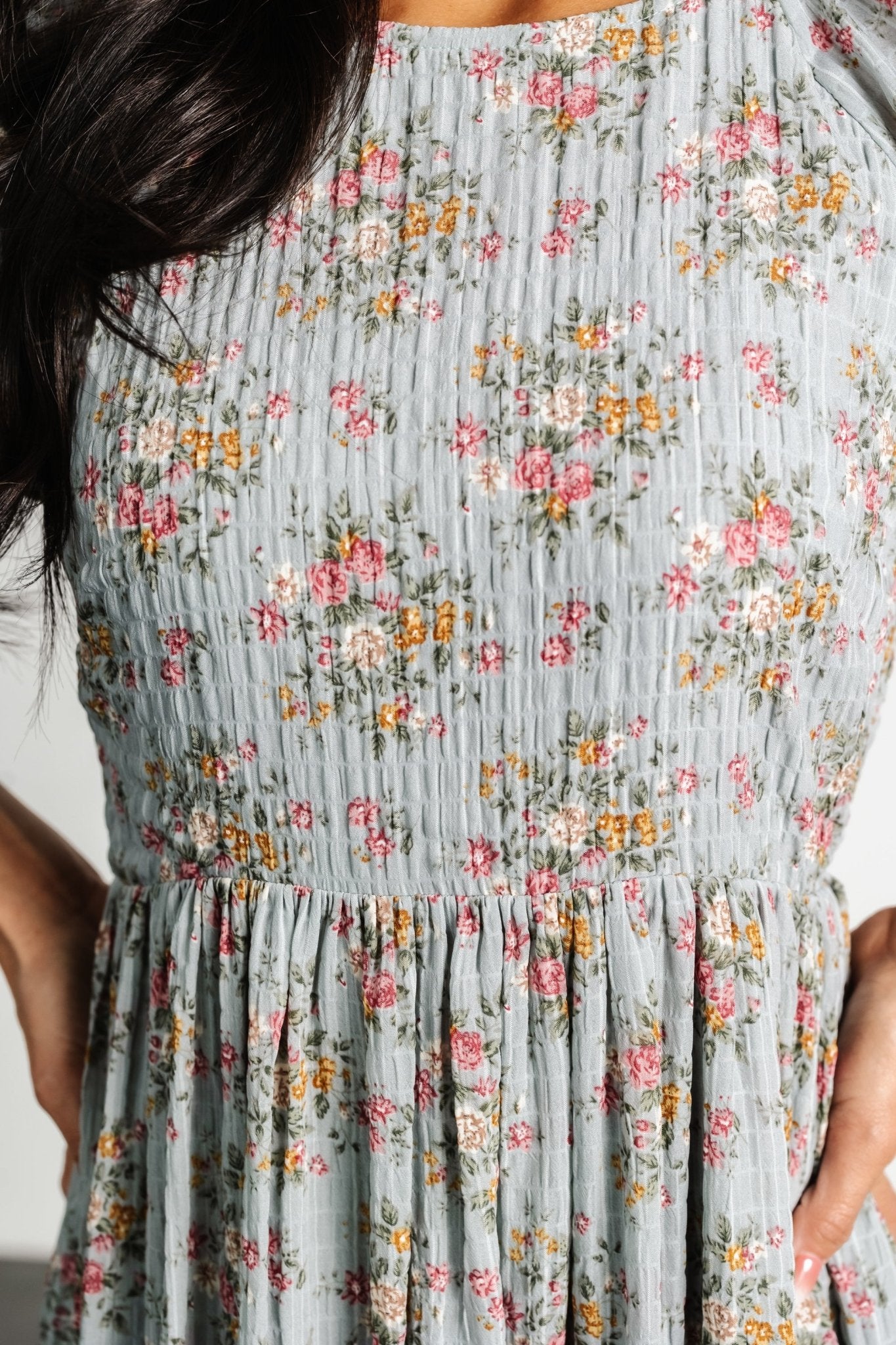 Lucinda Back Tie Dress | Dusty Blue Floral - Baltic Born