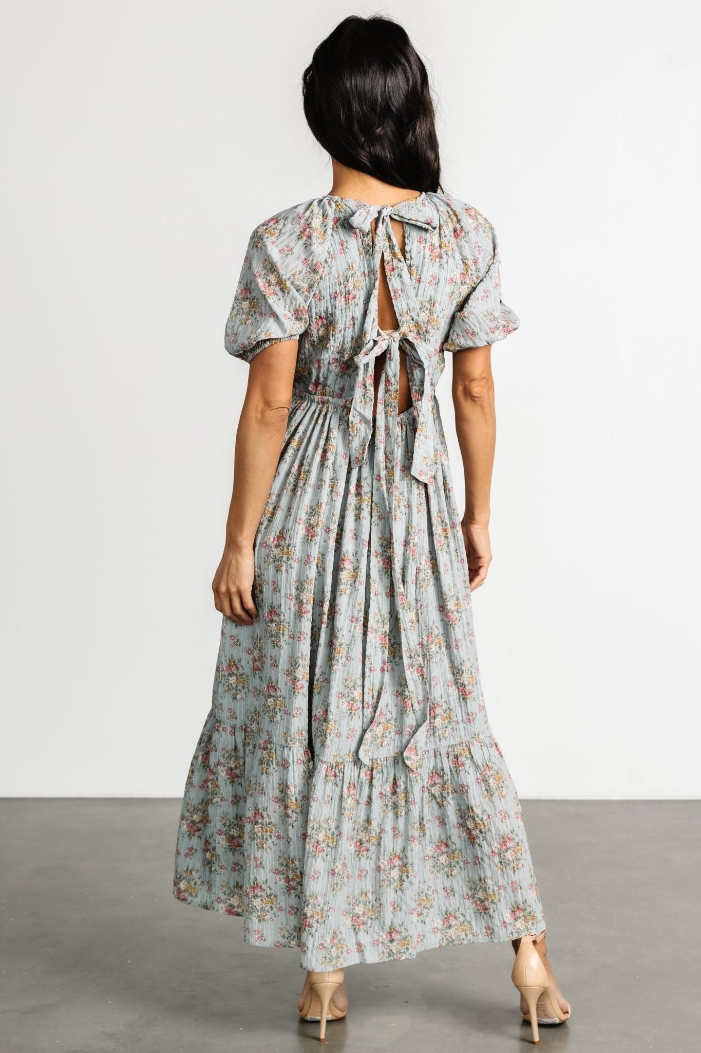 Lucinda Back Tie Dress | Dusty Blue Floral - Baltic Born