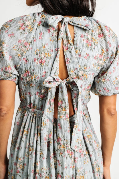 Lucinda Back Tie Dress | Dusty Blue Floral - Baltic Born