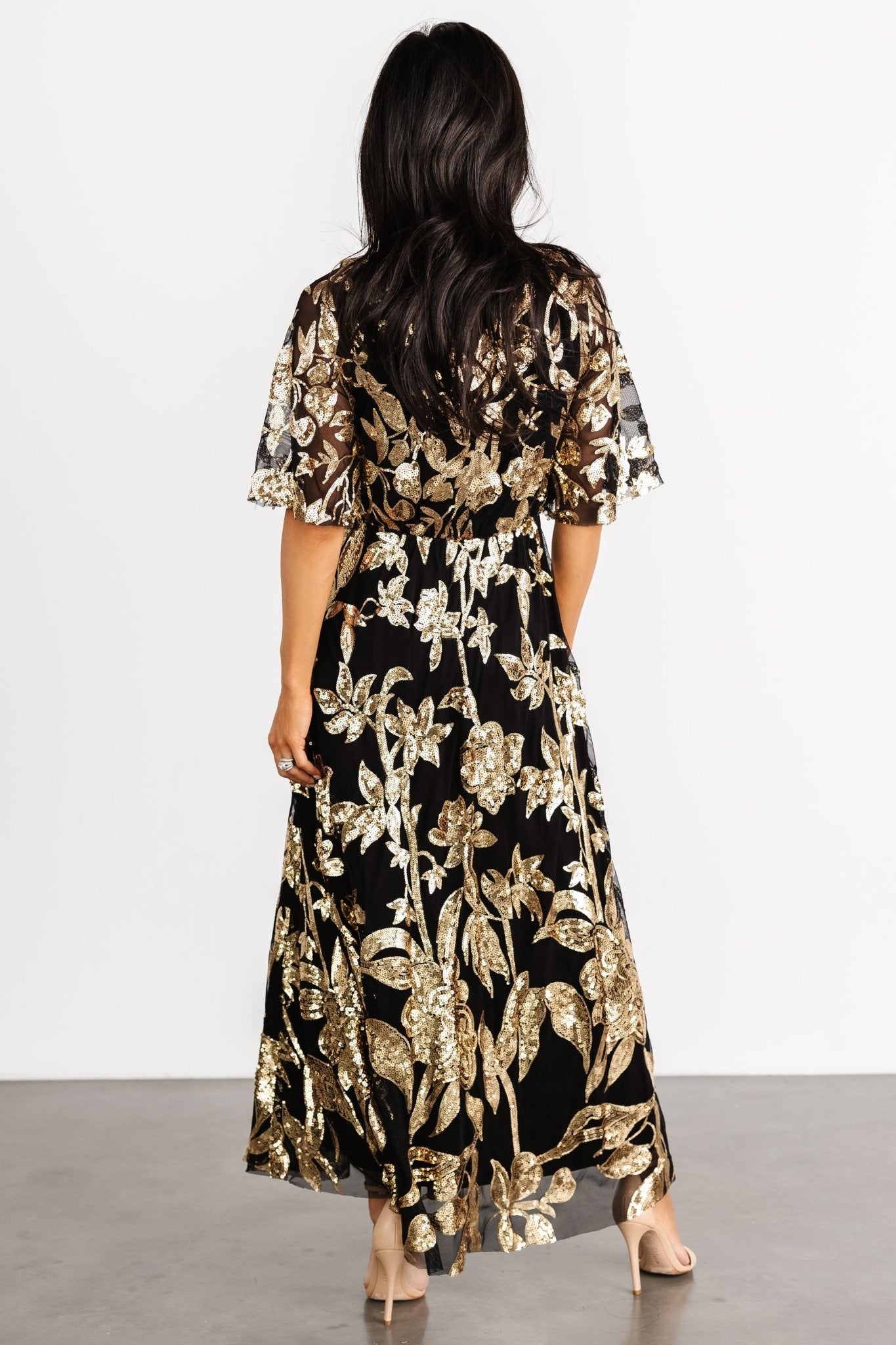 Baltic Born Womens Lucy Sequin Dress | Black + Gold | Size: XS Baltic Born Womens Lucy Sequin Dress | Black + Gold | Size: XS
