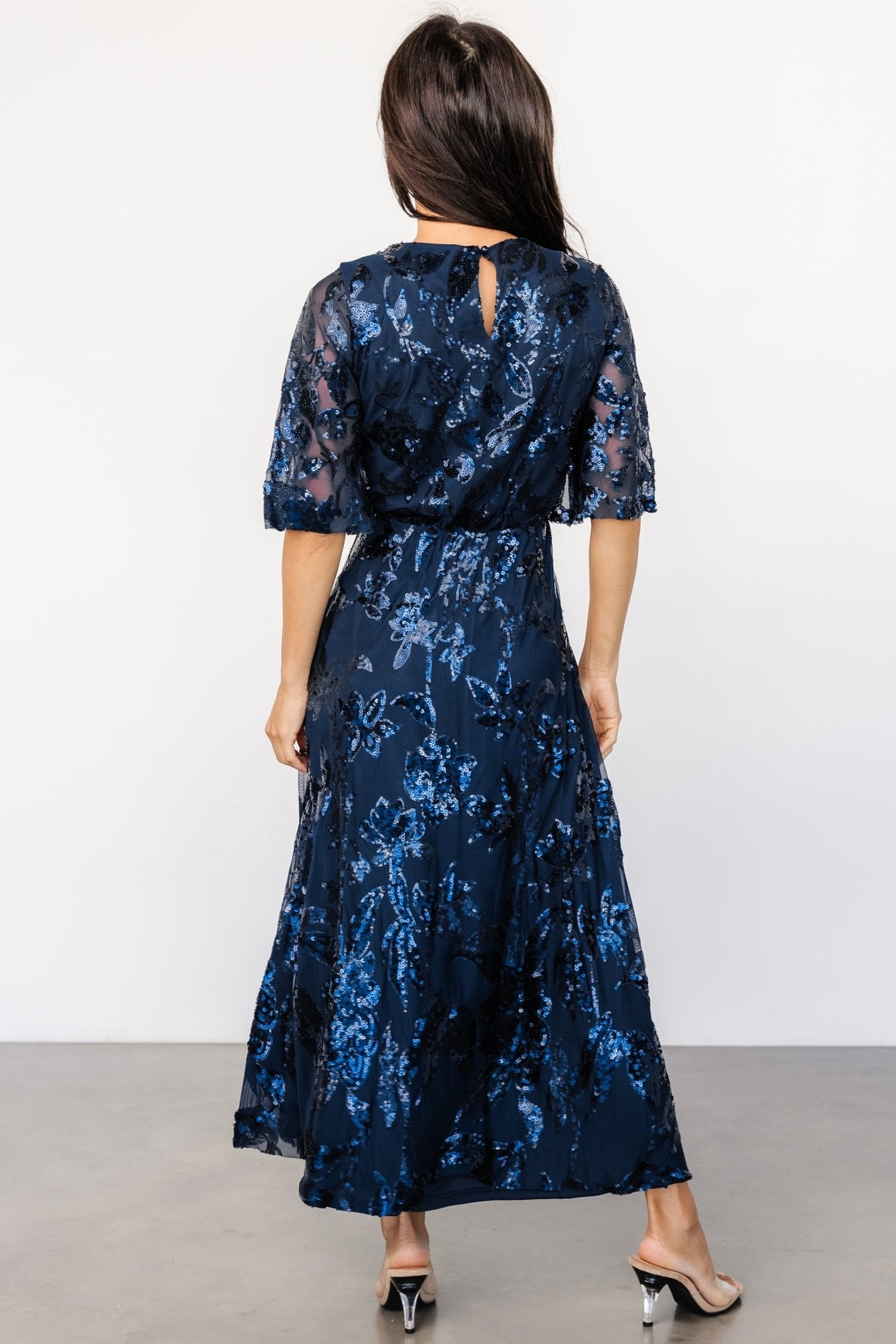 Lucy Sequin Tulle Maxi Navy Floral Sequins | Baltic Born M Lucy Sequin Tulle Maxi Navy Floral Sequins | Baltic Born M