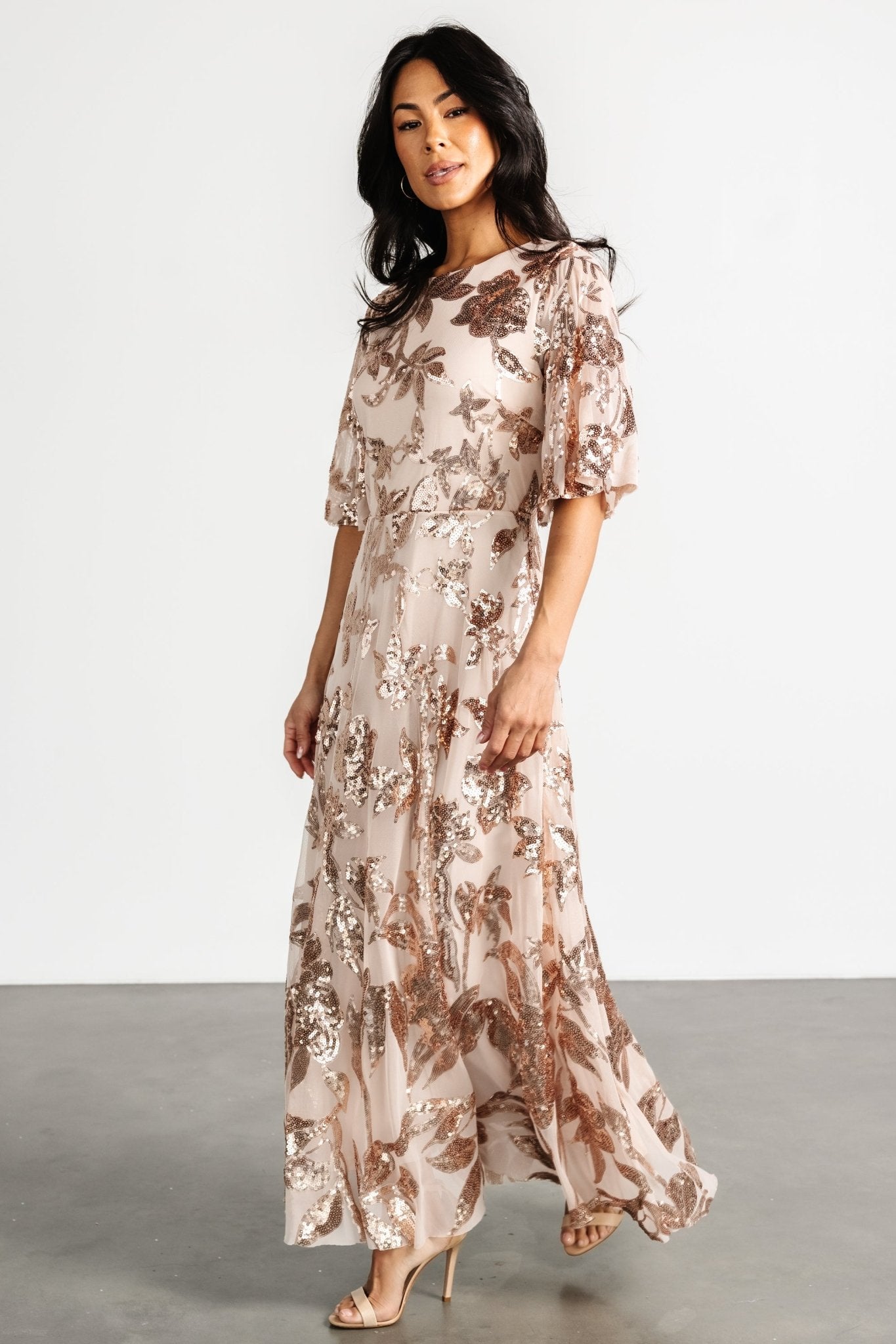 Lucy Sequin Dress | Rose Gold - Baltic Born