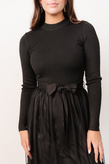 Luella Sweater Top Dress | Black - Baltic Born