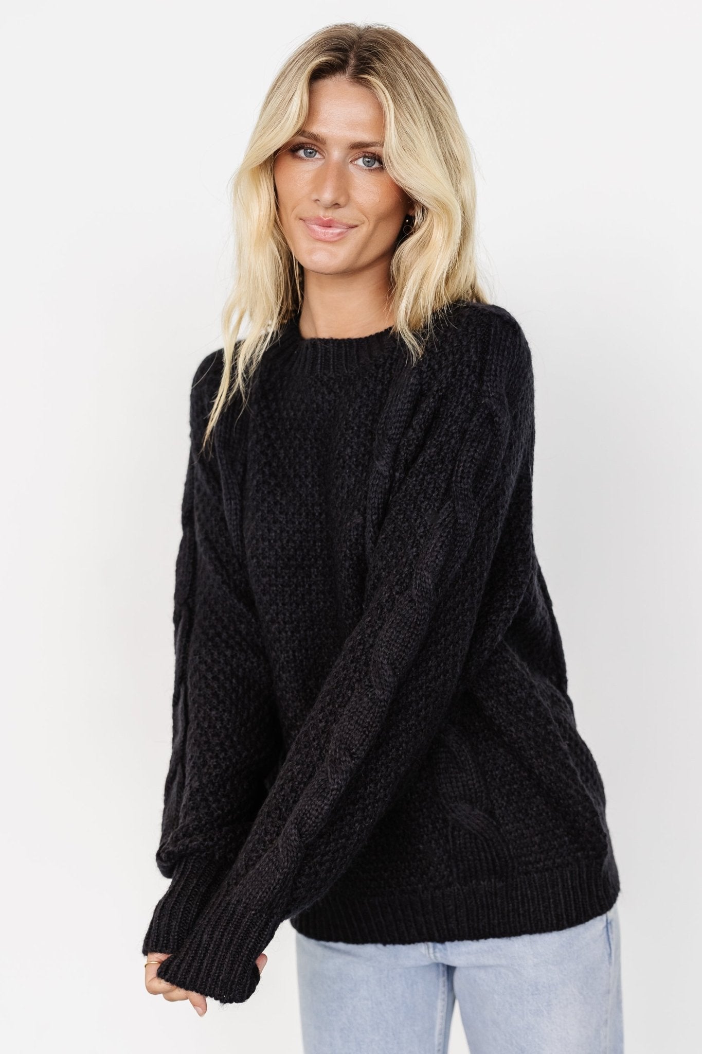 Lukas Cable Knit Sweater | Black - Baltic Born