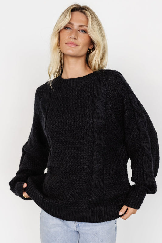 Lukas Cable Knit Sweater | Black - Baltic Born