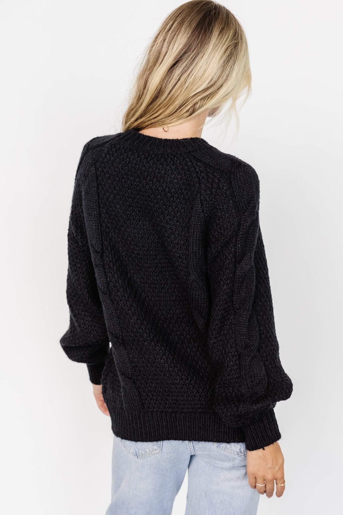 Lukas Cable Knit Sweater | Black - Baltic Born