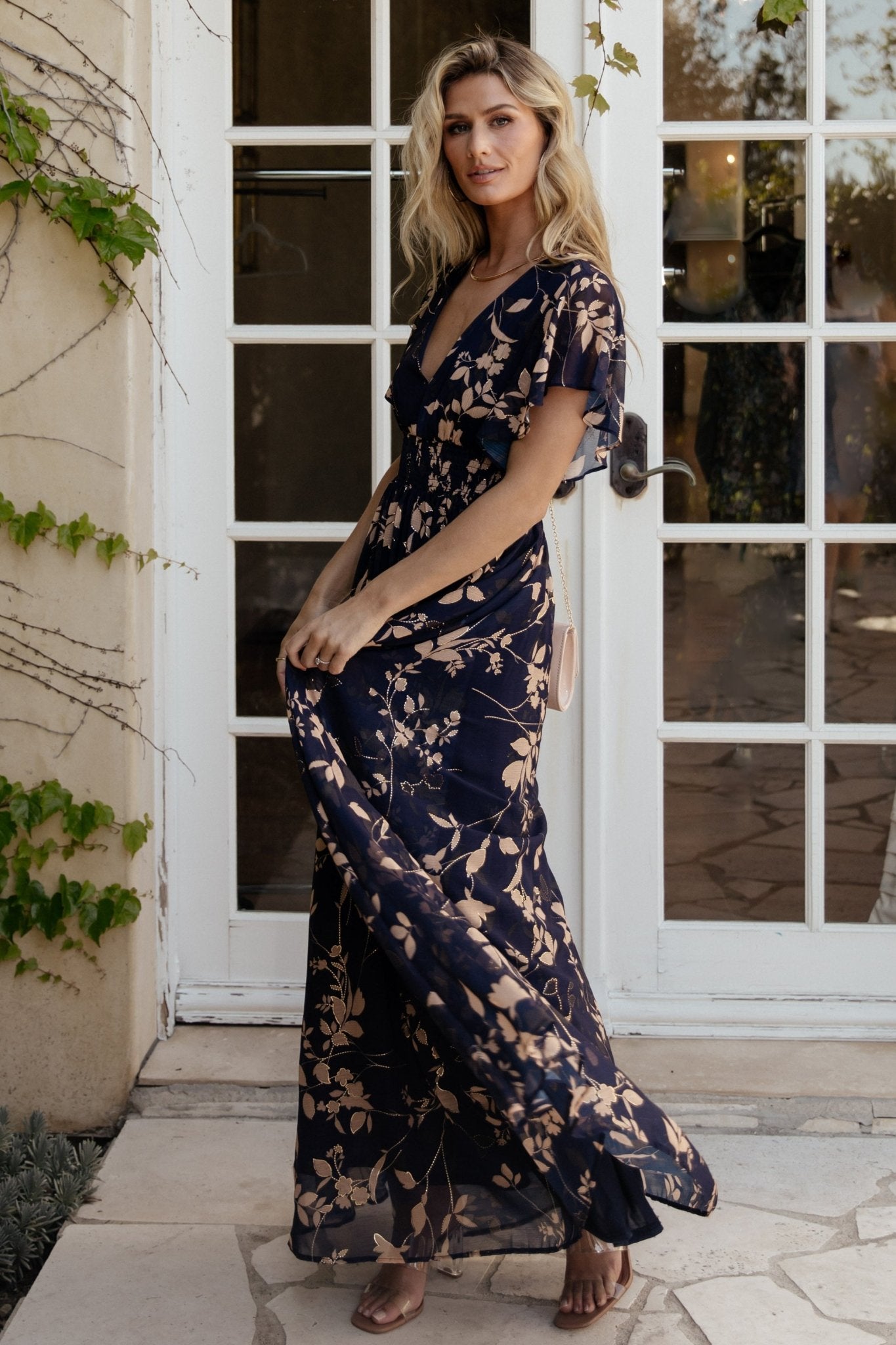 Lynlee Metallic Maxi Dress | Navy - Baltic Born