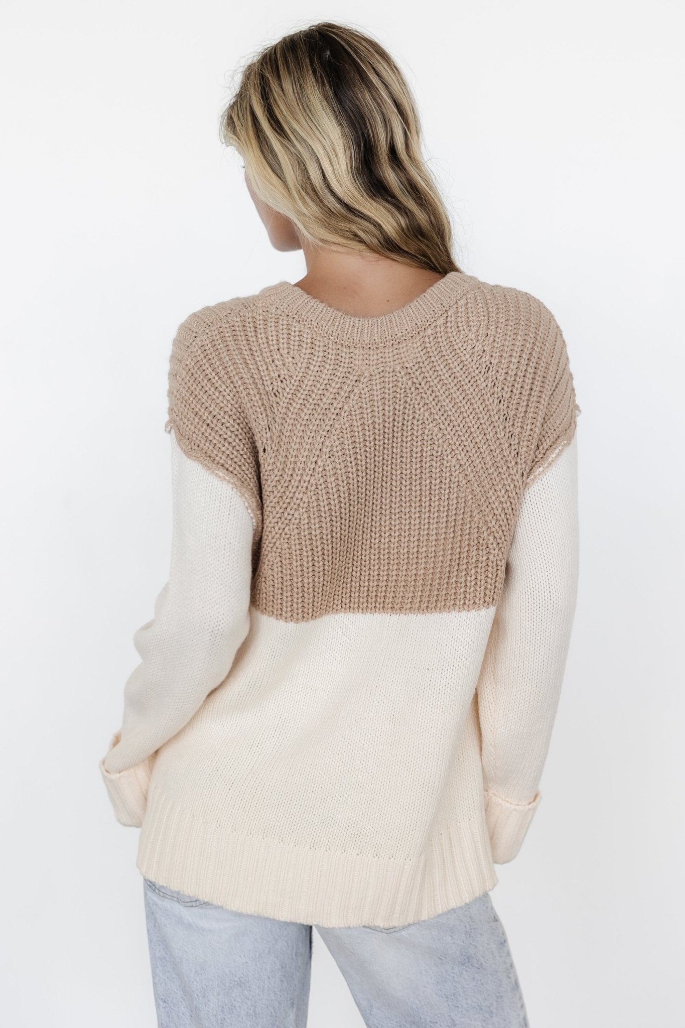 Mabel Cuffed Sweater | Cream + Taupe - Baltic Born