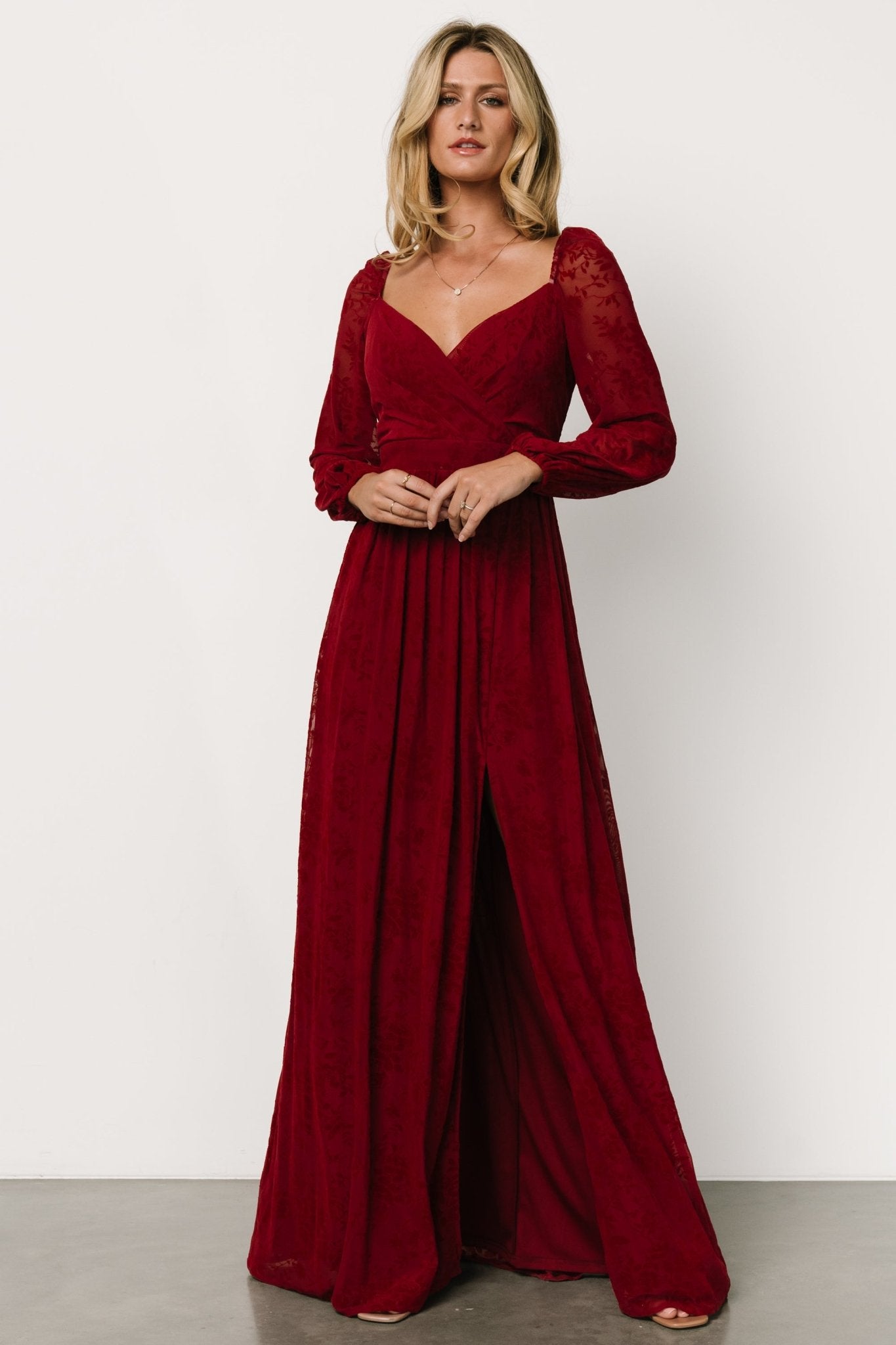 Mable Velvet Maxi Dress | Crimson - Baltic Born