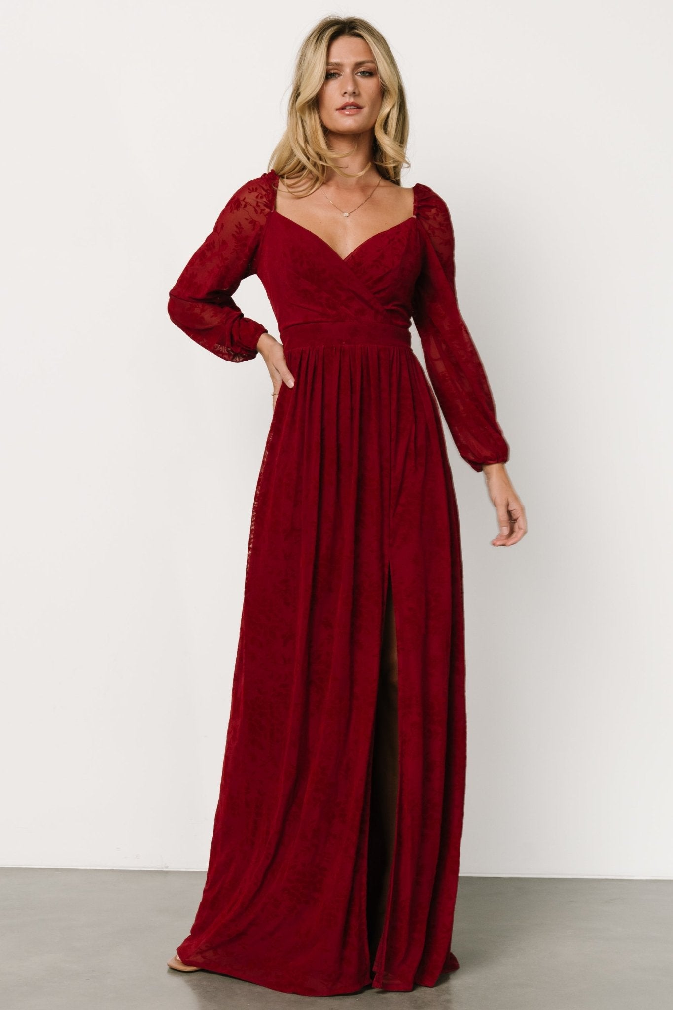 Mable Velvet Maxi Dress | Crimson - Baltic Born