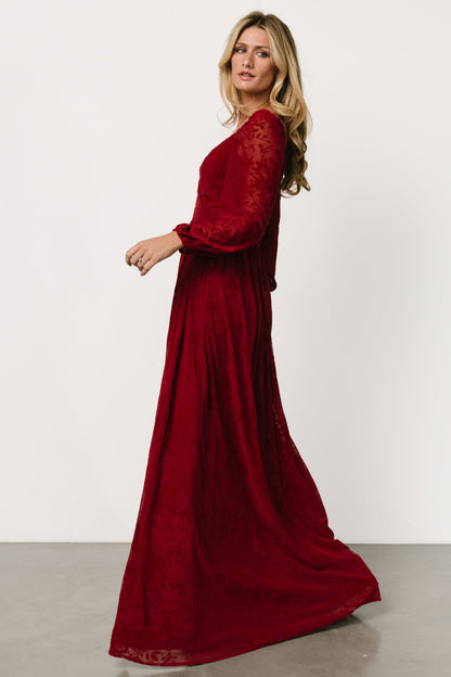 Mable Velvet Maxi Dress | Crimson - Baltic Born