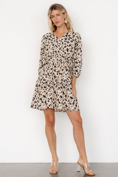 Maci Short Dress | Beige Print - Baltic Born