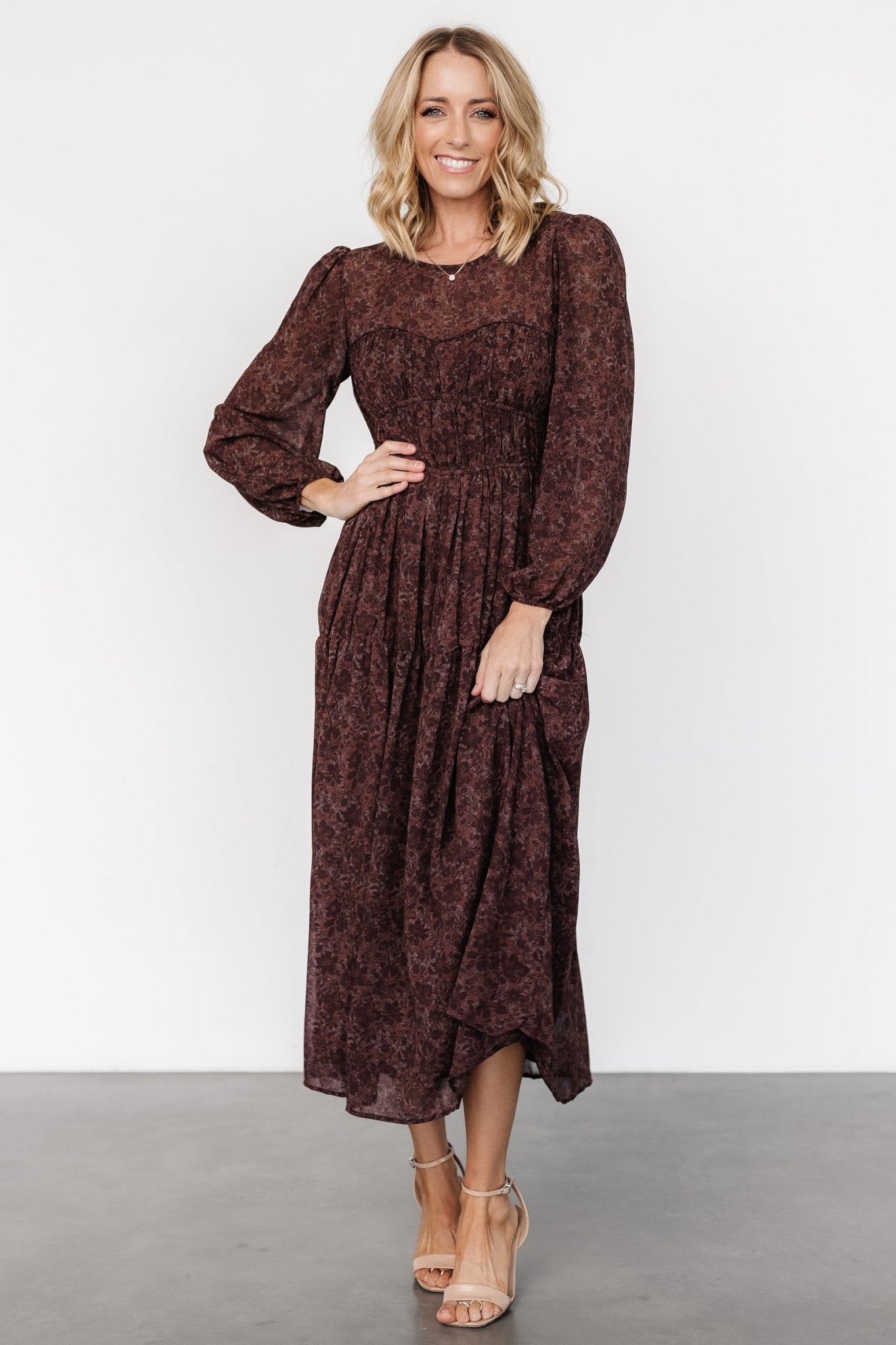 Madelyn Maxi Dress | Brown Floral - Baltic Born