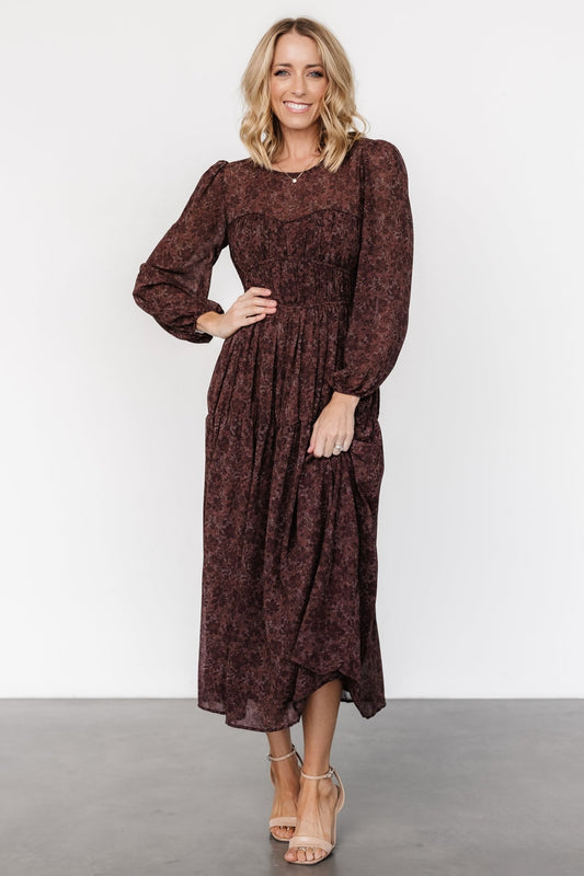 Madelyn Maxi Dress | Brown Floral - Baltic Born