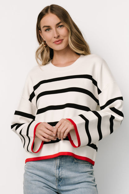 Madilyn Striped Sweater | Off White + Black - Baltic Born