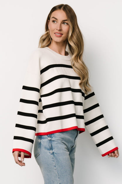 Madilyn Striped Sweater | Off White + Black - Baltic Born