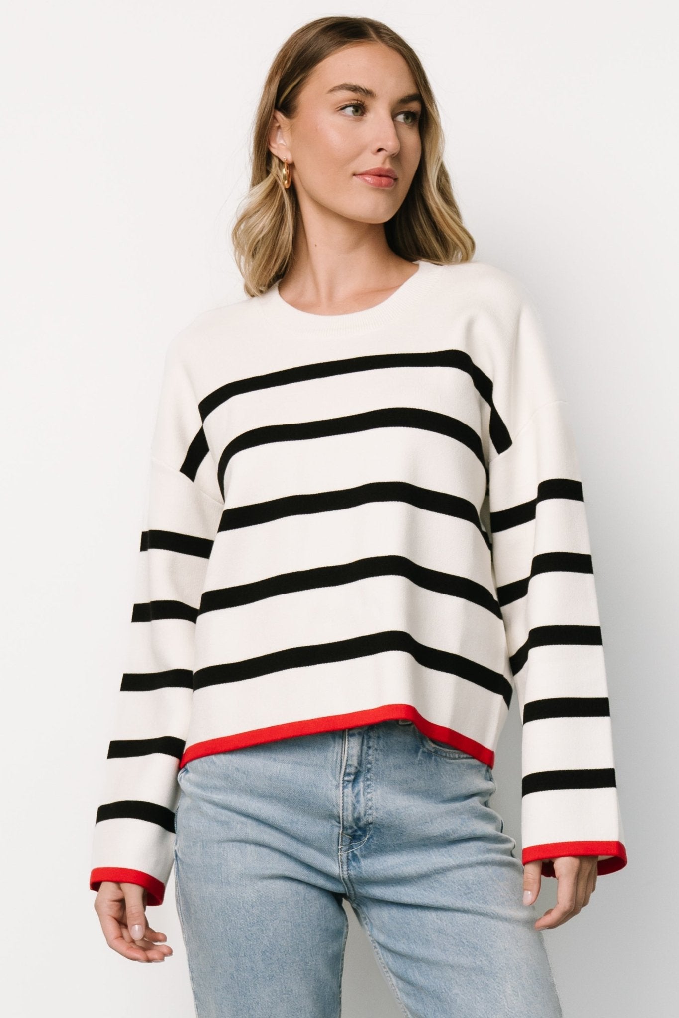 Madilyn Striped Sweater | Off White + Black - Baltic Born