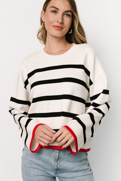 Madilyn Striped Sweater | Off White + Black - Baltic Born