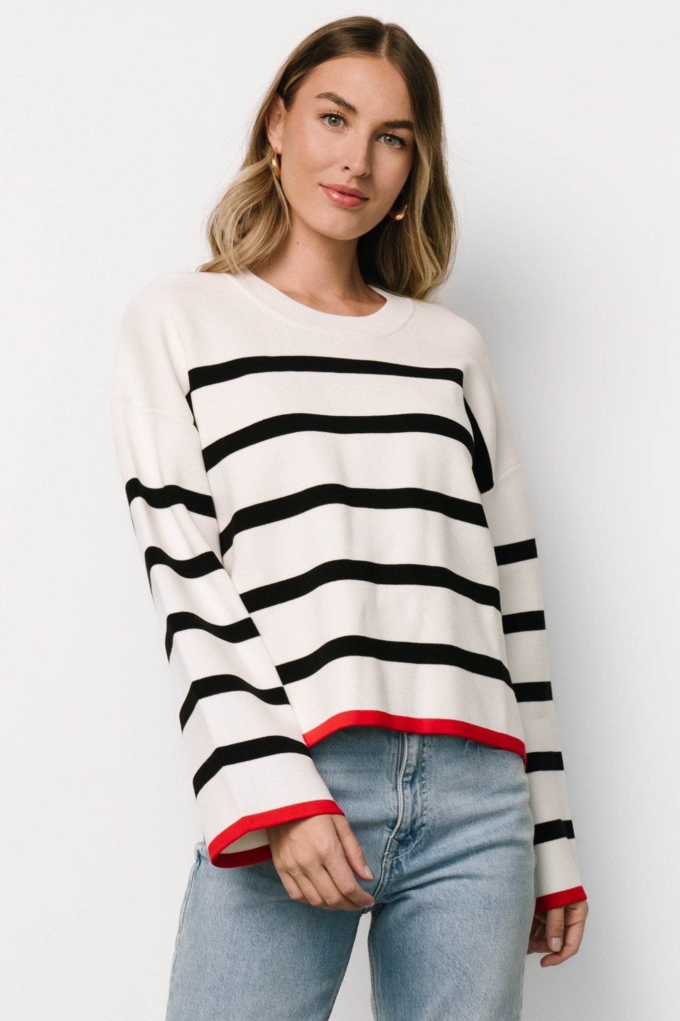 Madilyn Striped Sweater | Off White + Black - Baltic Born