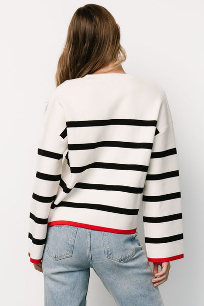 Madilyn Striped Sweater | Off White + Black - Baltic Born