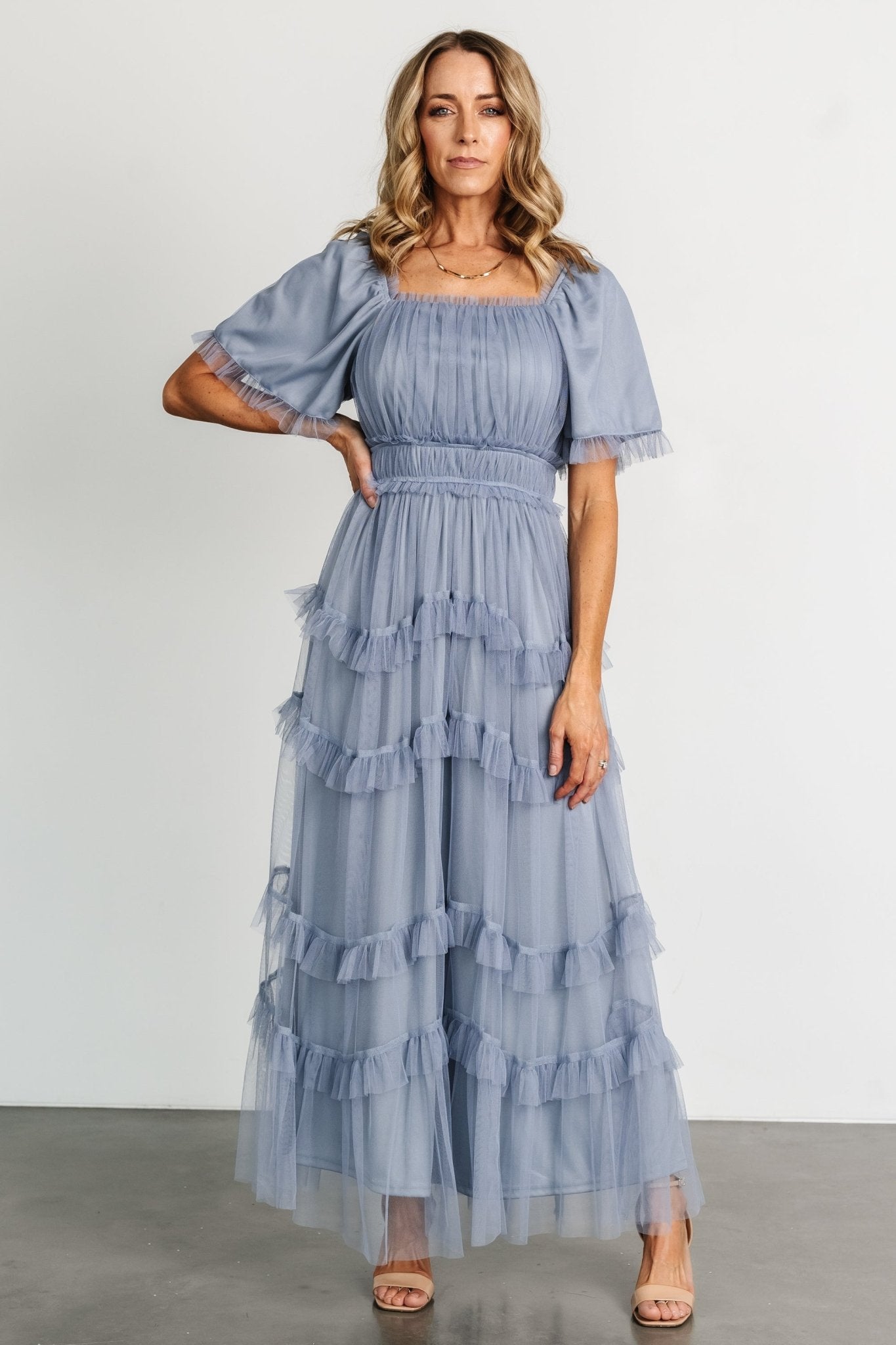 Magdalena Tulle Maxi Dress | Dusty Blue - Baltic Born