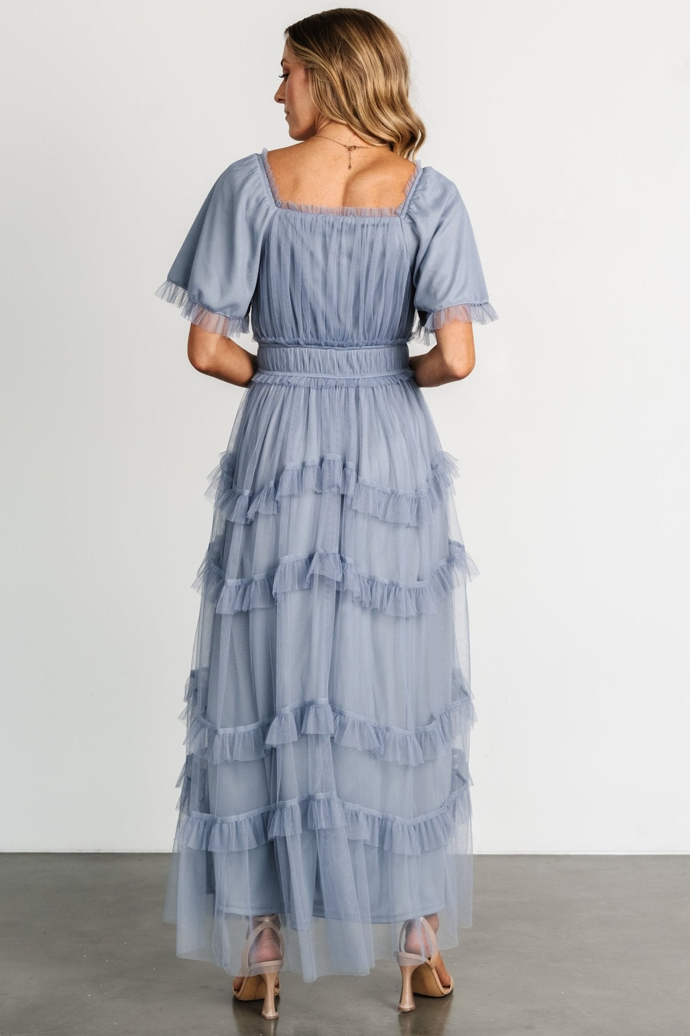 Magdalena Tulle Maxi Dress | Dusty Blue - Baltic Born