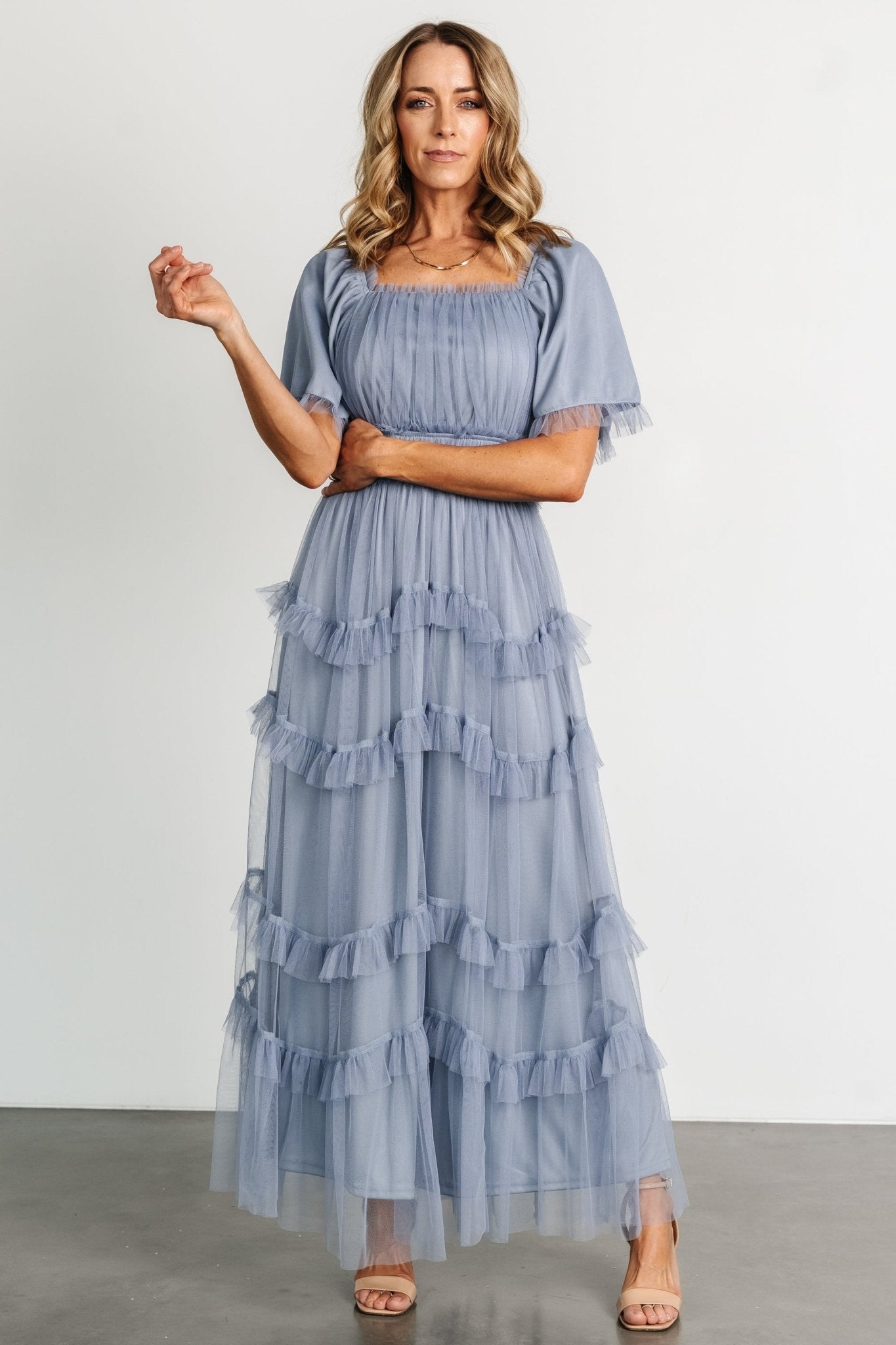 Magdalena Tulle Maxi Dress | Dusty Blue - Baltic Born