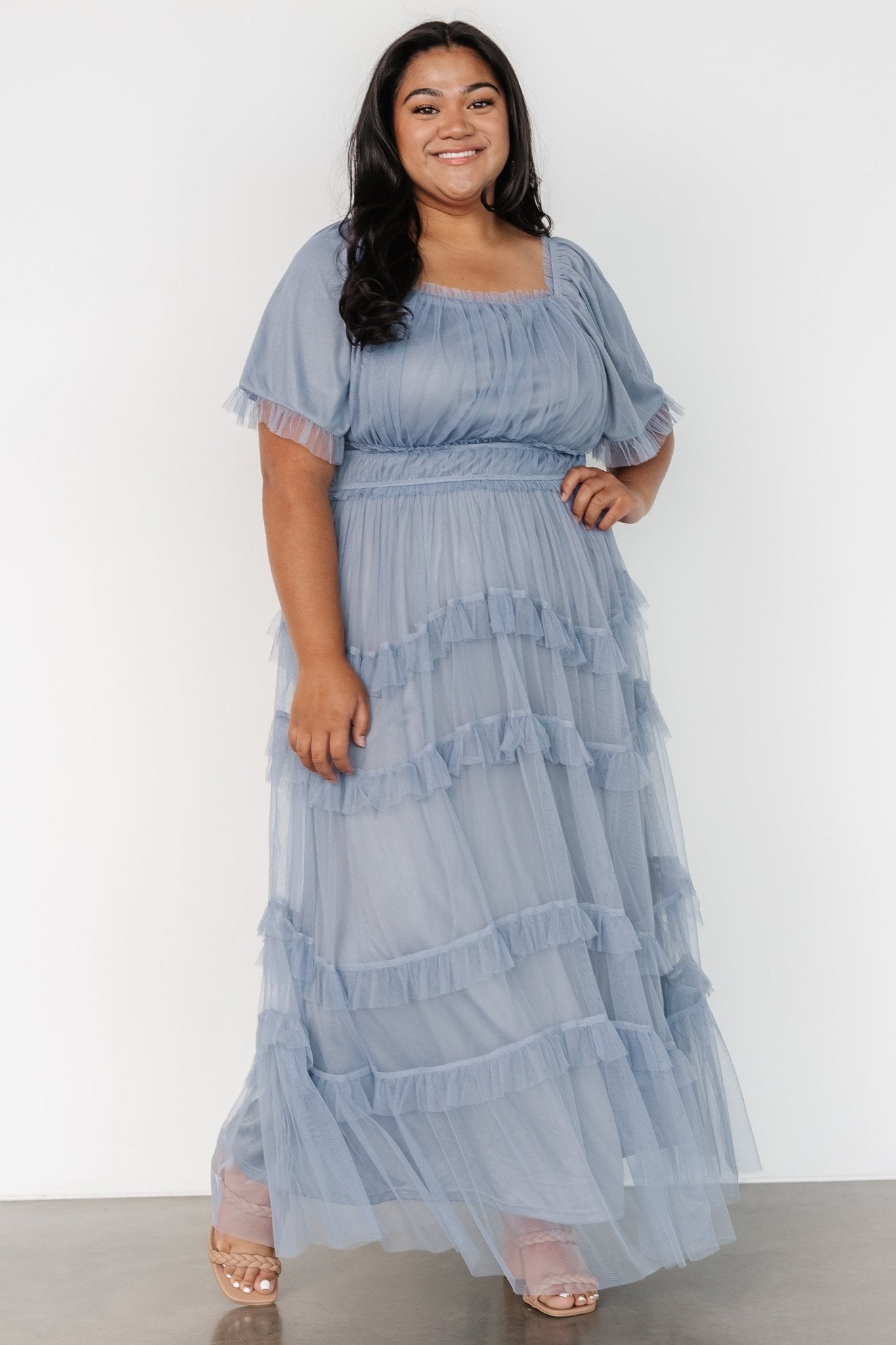 Magdalena Tulle Maxi Dress | Dusty Blue - Baltic Born