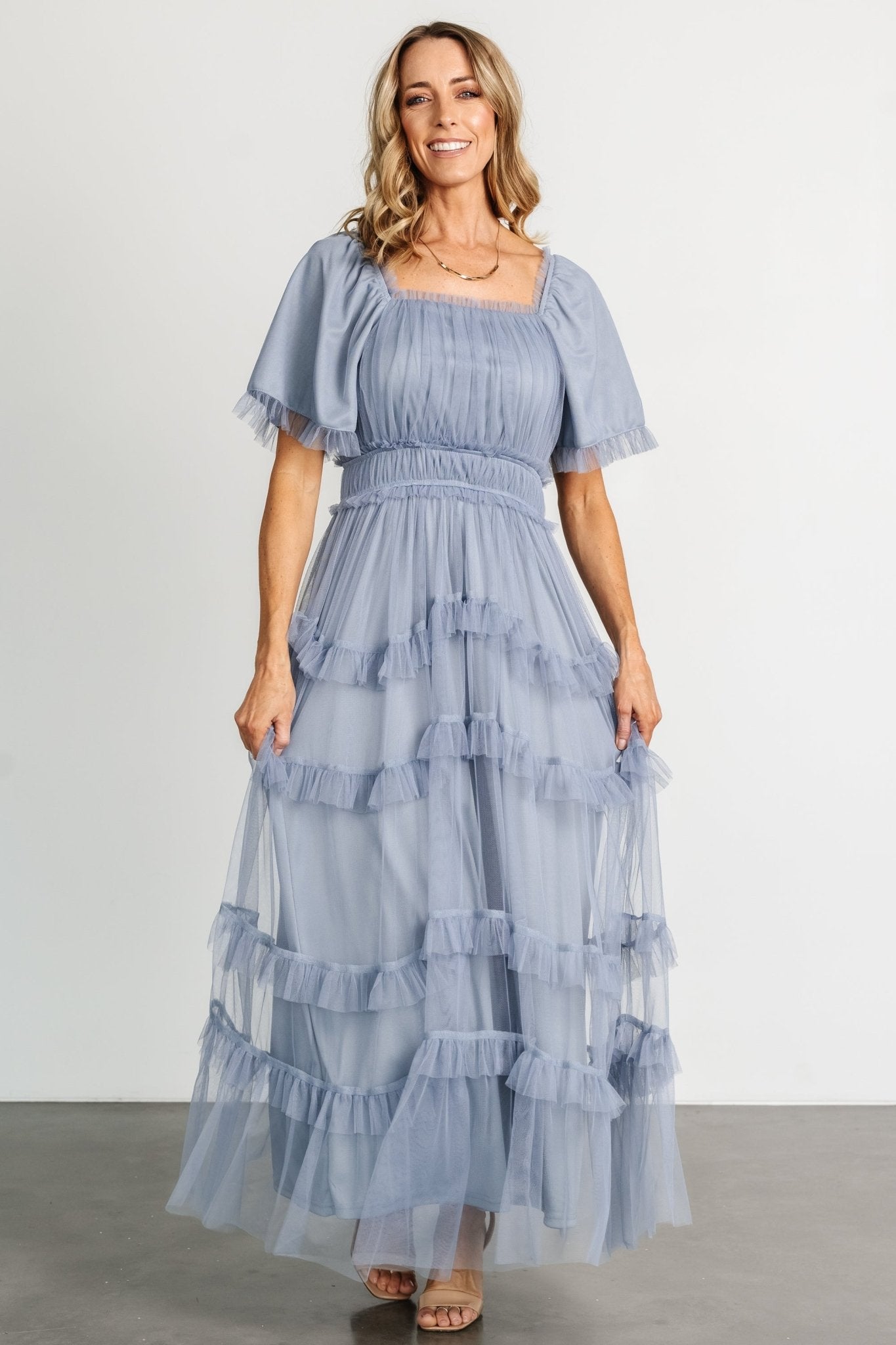 Magdalena Tulle Maxi Dress | Dusty Blue - Baltic Born