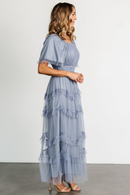 Magdalena Tulle Maxi Dress | Dusty Blue - Baltic Born