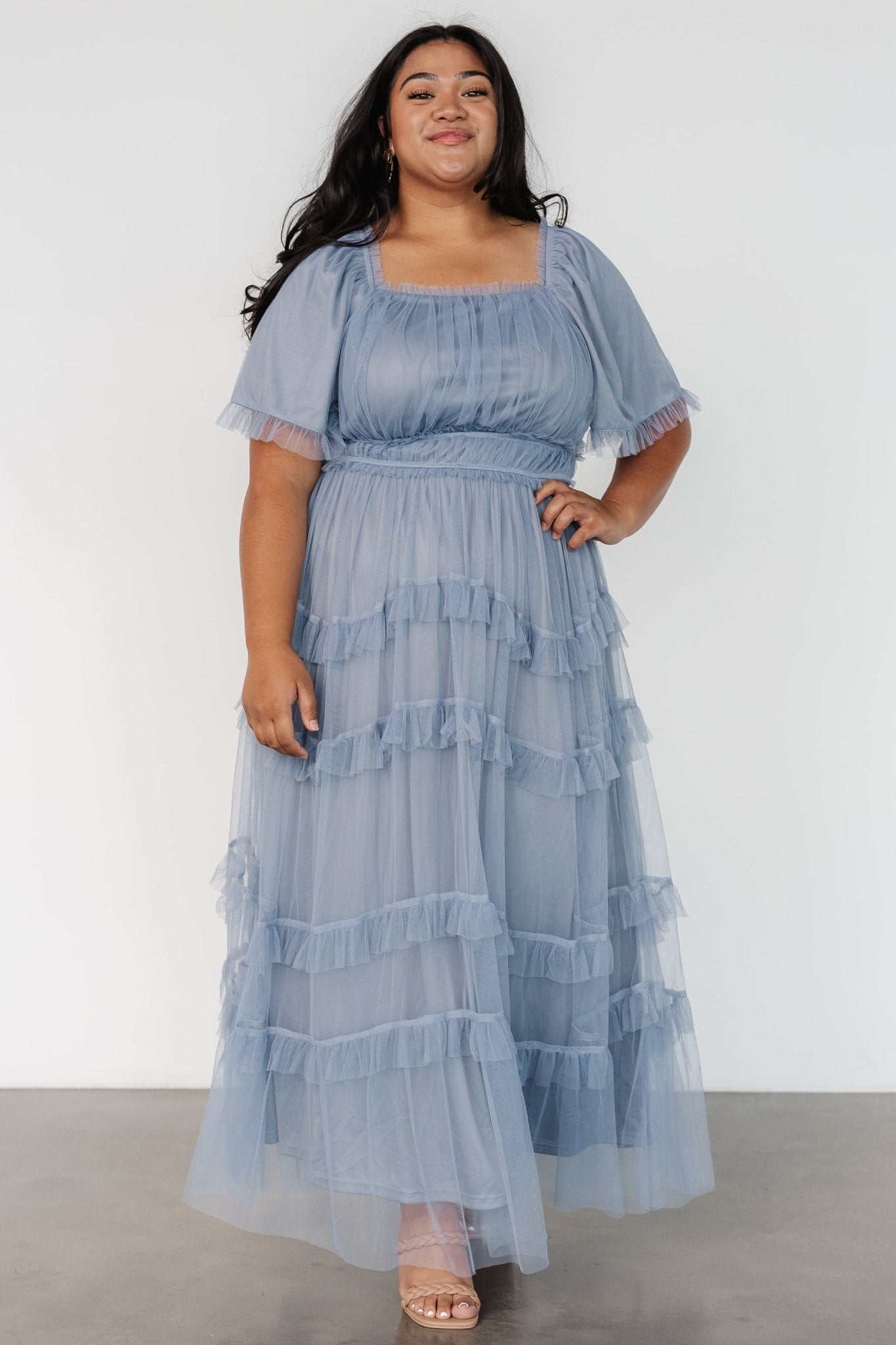 Magdalena Tulle Maxi Dress | Dusty Blue - Baltic Born