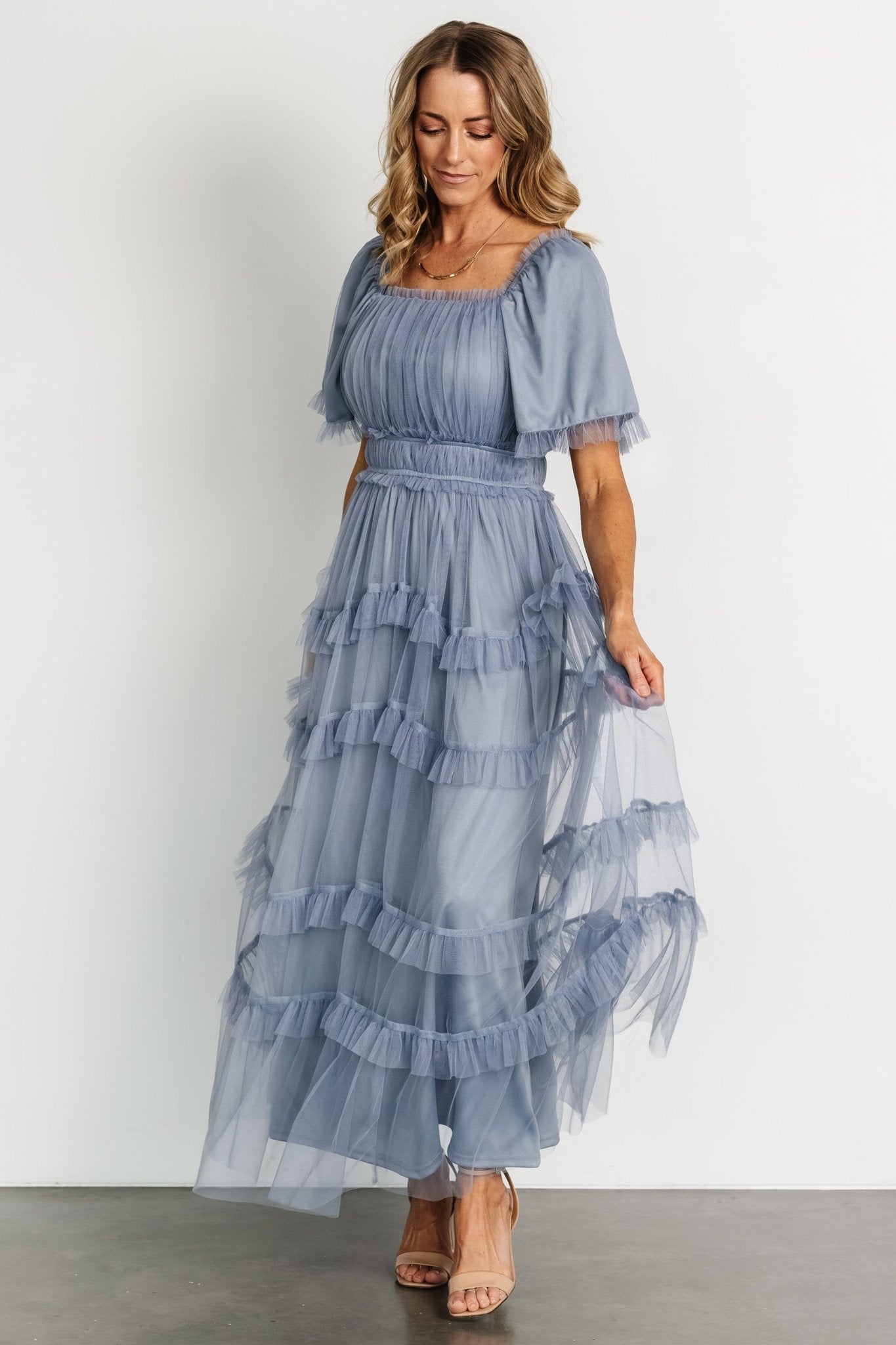 Magdalena Tulle Maxi Dress | Dusty Blue - Baltic Born