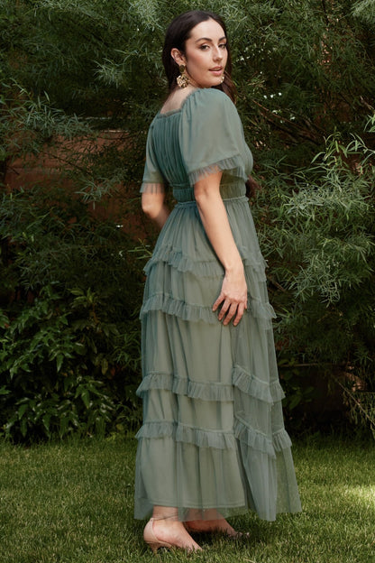 Magdalena Tulle Maxi Dress | Eucalyptus - Baltic Born