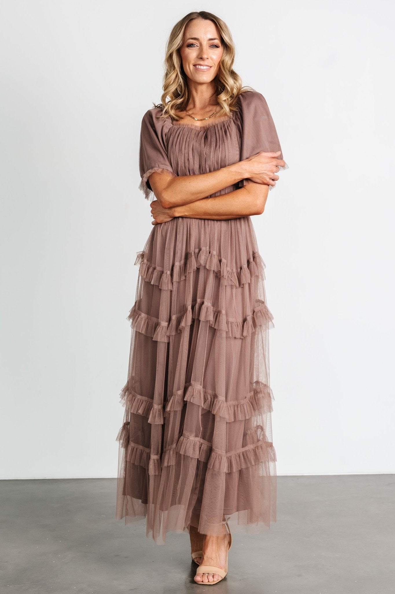 Magdalena Tulle Maxi Dress | Mink - Baltic Born