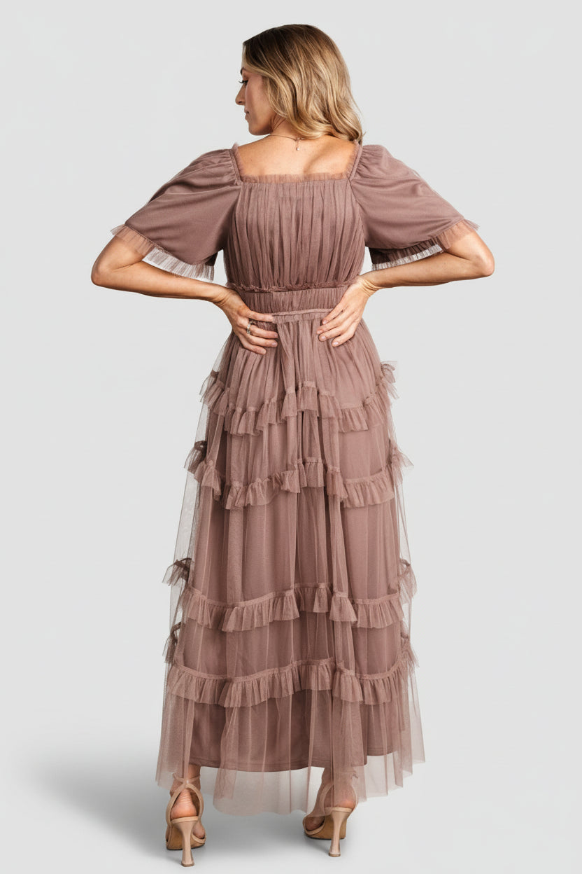 Baltic Born Womens Magdalena Tulle Maxi Dress | Mink | Size: 2XL Baltic Born Womens Magdalena Tulle Maxi Dress | Mink | Size: 2XL