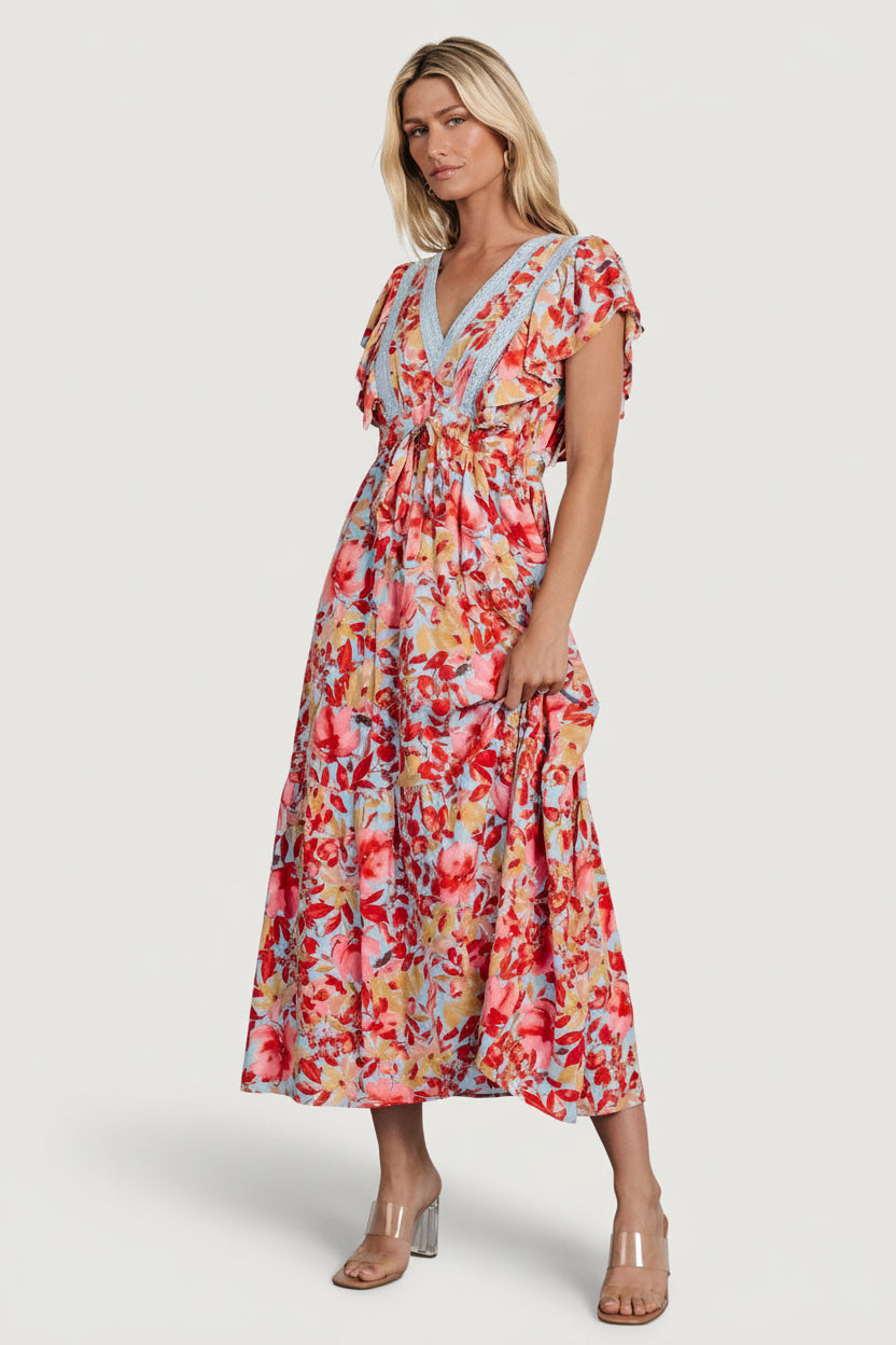 Maggie Maxi Dress | Blue + Coral Multi Maggie Maxi Dress | Blue + Coral Multi