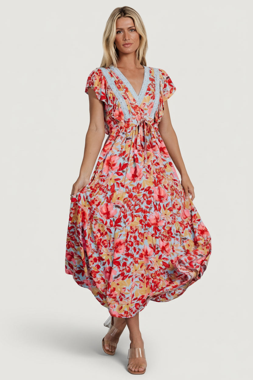 Robe Vintage Maggie Breen Too Imprimé Rétro 70s Multicolore – Taille 10 (occasion Très Bon état)