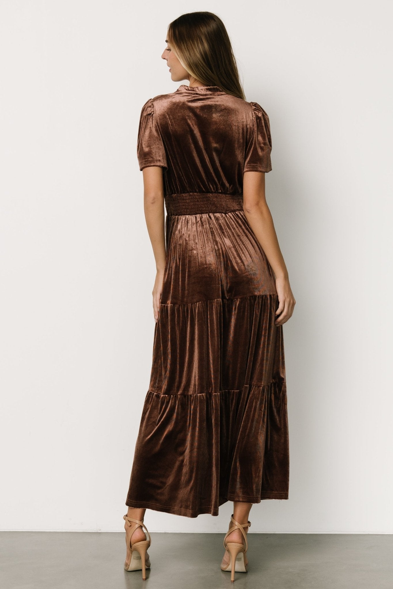 Maida Embroidered Velvet Dress | Chocolate - Baltic Born