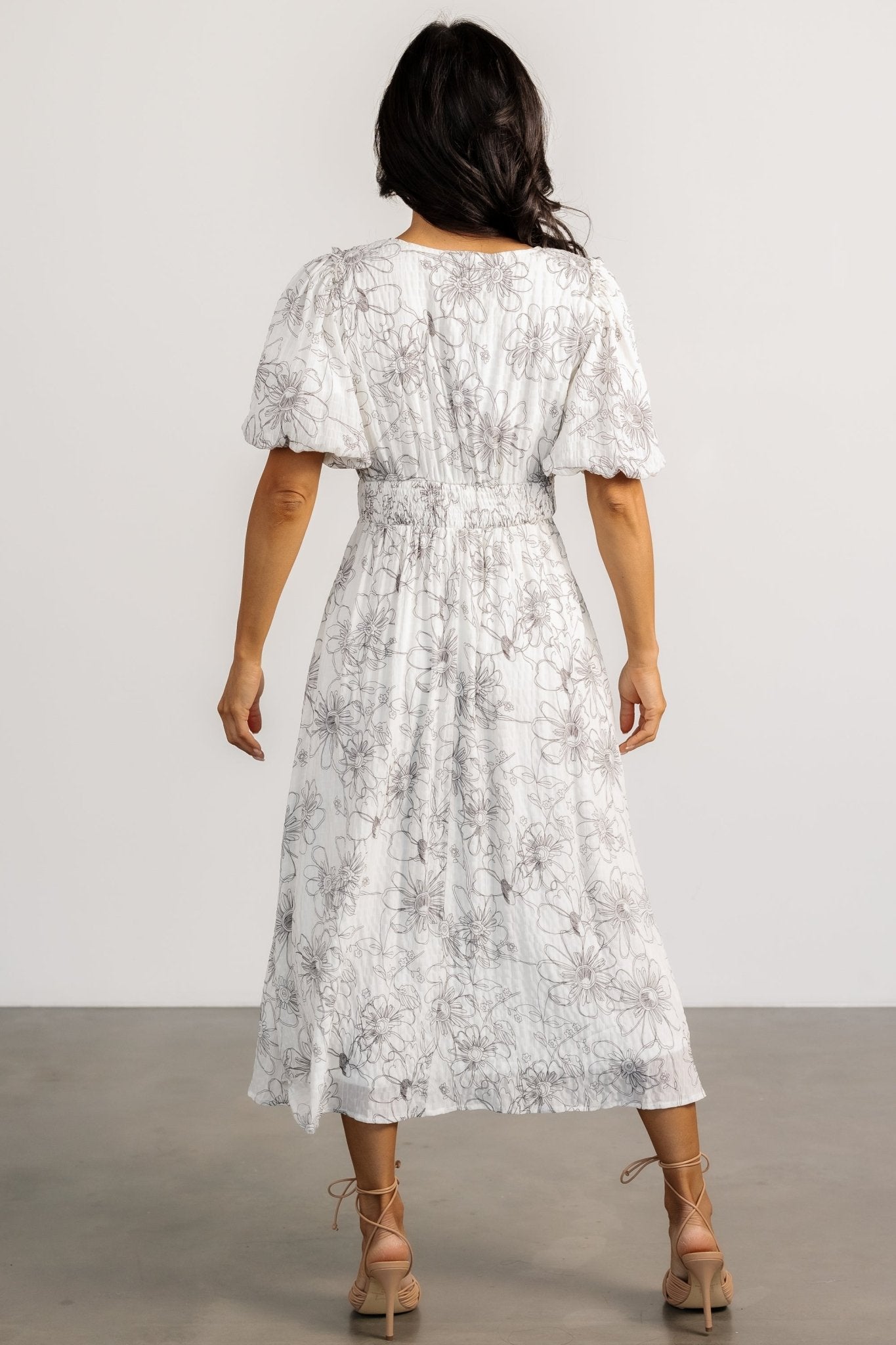 Makenna Midi Dress | Off White Print - Baltic Born