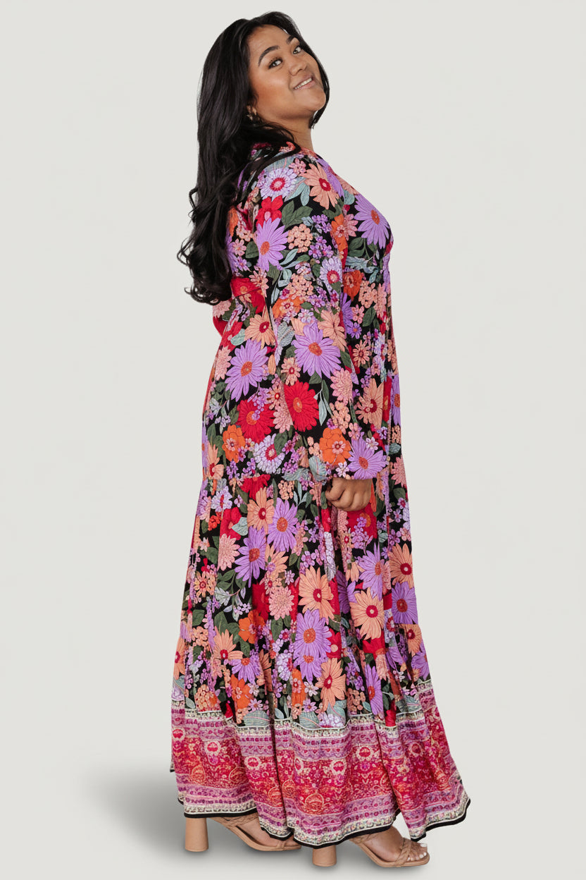 Malena Maxi Dress | Black Multi Malena Maxi Dress | Black Multi
