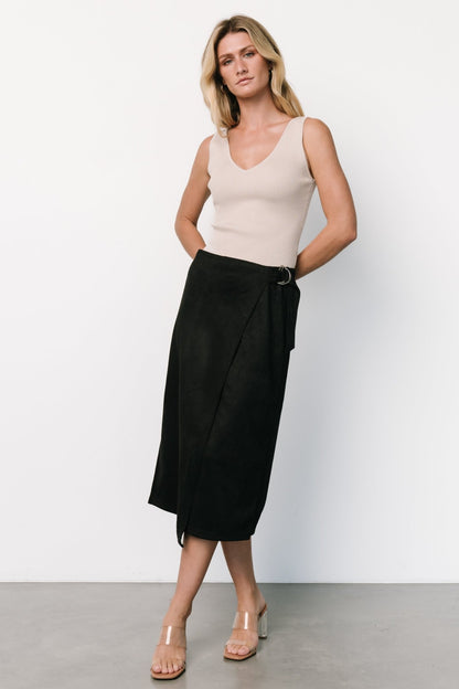 Malika Faux Wrap Skirt | Black - Baltic Born