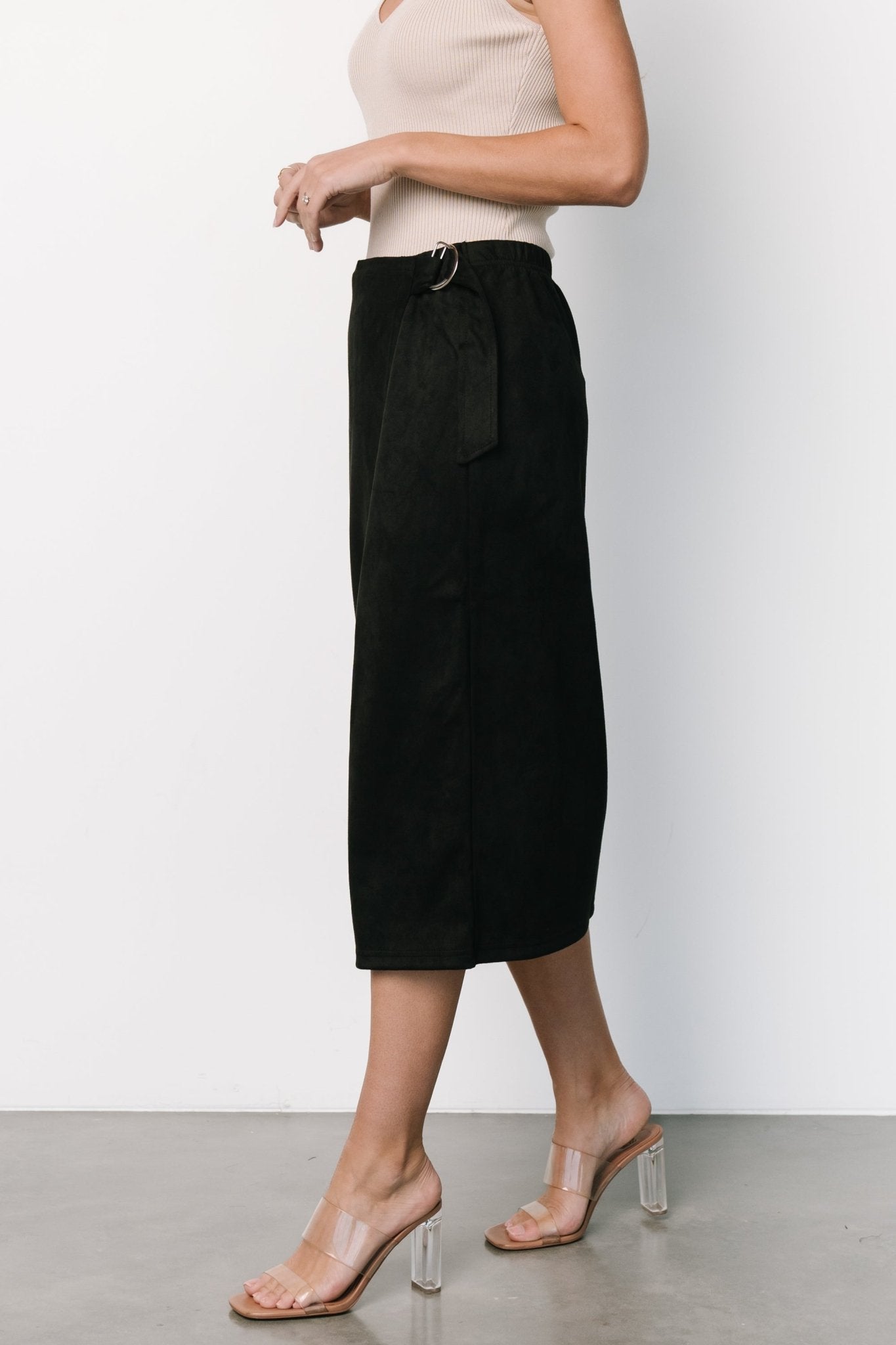 Malika Faux Wrap Skirt | Black - Baltic Born