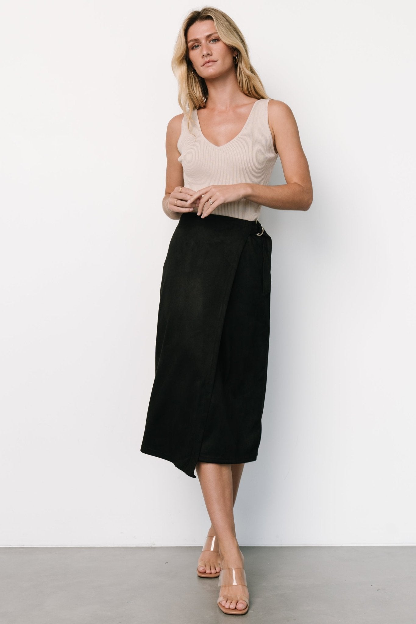 Malika Faux Wrap Skirt | Black - Baltic Born