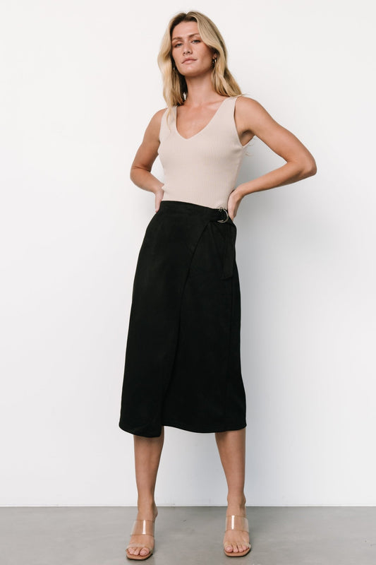 Malika Faux Wrap Skirt | Black - Baltic Born