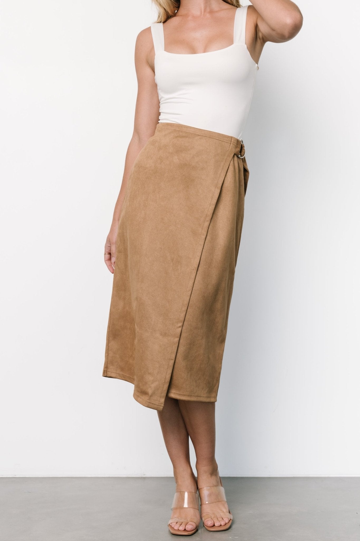 Malika Faux Wrap Skirt | Camel - Baltic Born