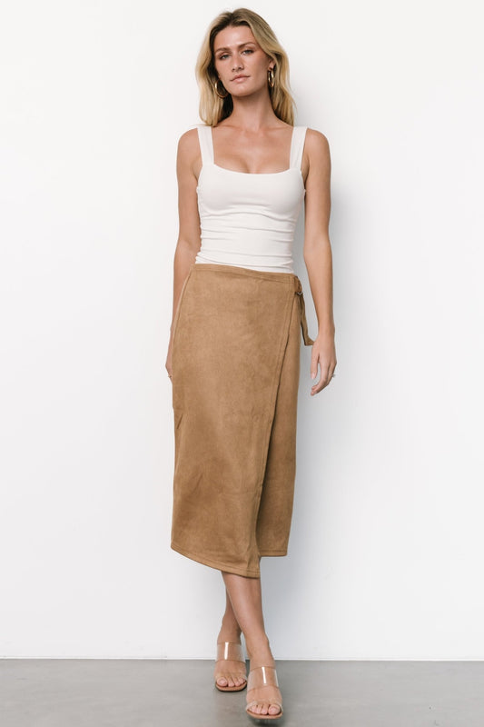 Malika Faux Wrap Skirt | Camel - Baltic Born