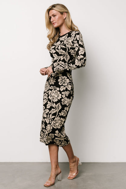 Marci Sweater Dress | Black + Ivory Floral - Baltic Born