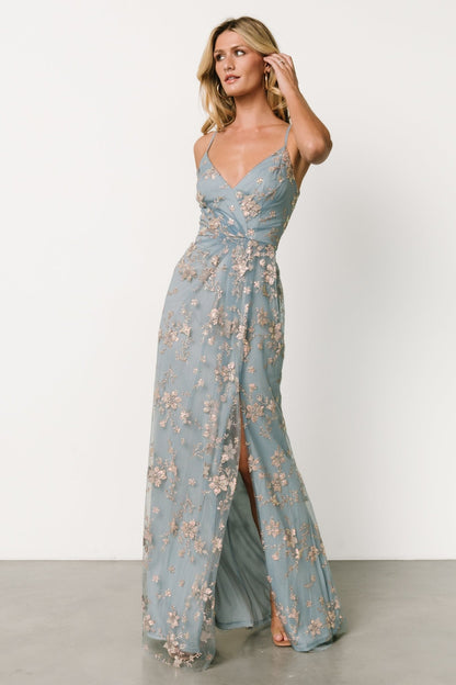 Marcia Sparkle Gown | Light Blue + Rose Gold - Baltic Born